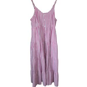 Universal Thread XXL Pink Striped Gauze Maxi Dress Button Front Smocked Back